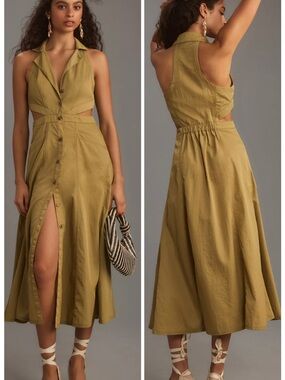 Pilcro | Dresses | Nwt Anthropologie Pilcro Flutter Sleeve Midi Dress Blue  | Poshmark